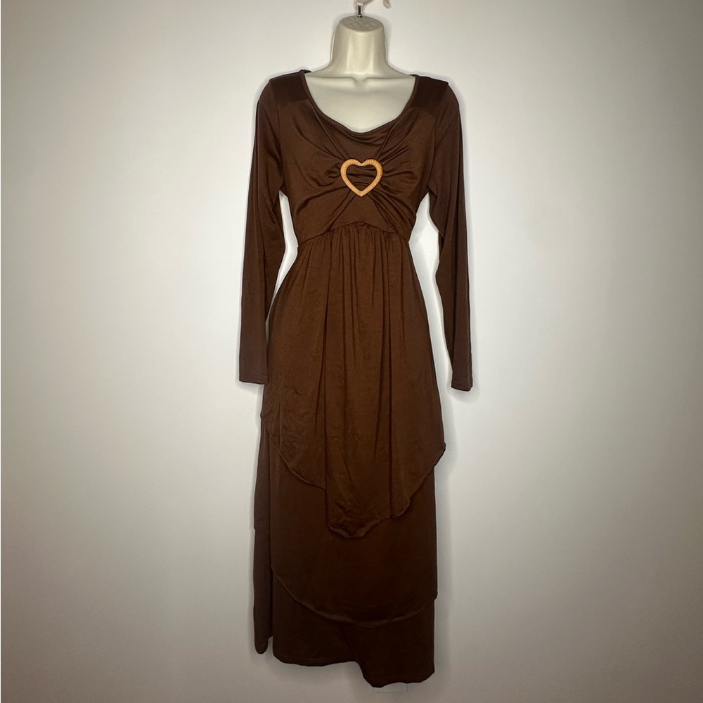 Brown Long Sleeve Dress